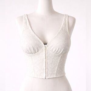 Forever 21 Lace Crop Top - White